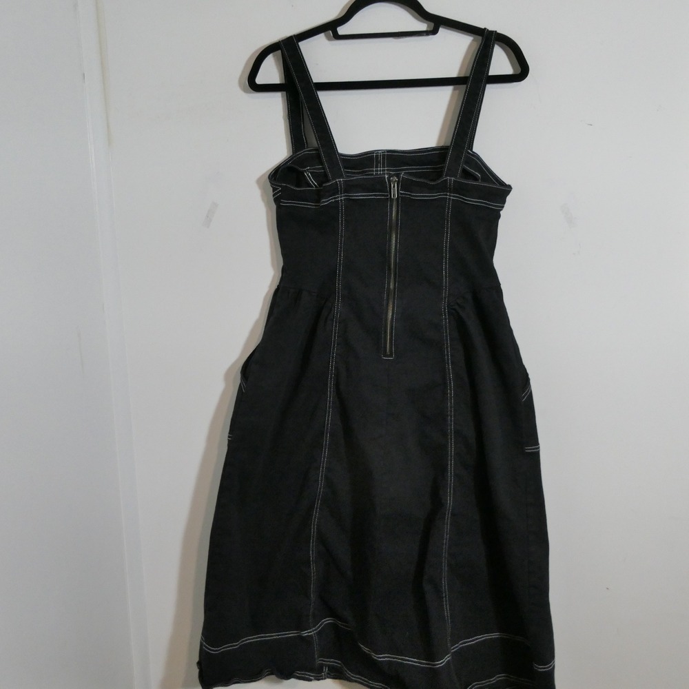 Pilcro Womens Dress L Black Contrast Stitch Denim Midi Corset Goth Romantic Edgy